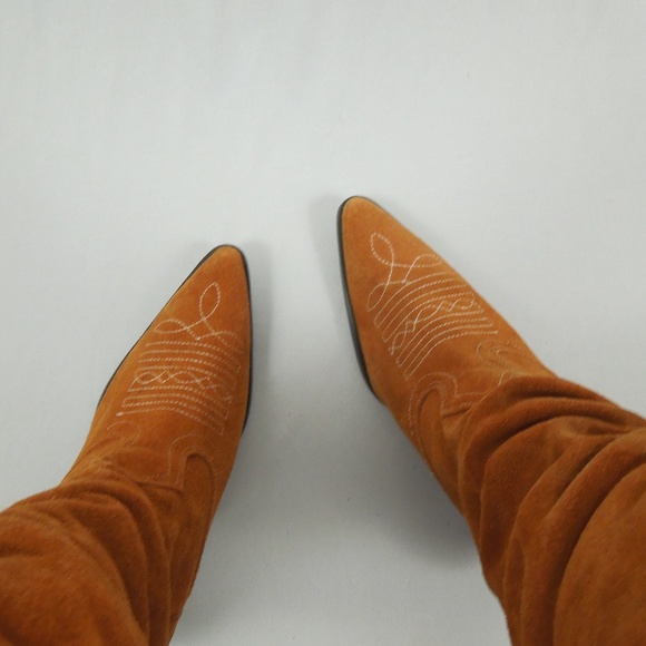 Vintage Shoes - Vintage Western Boots Suede Cowboy Boots 8